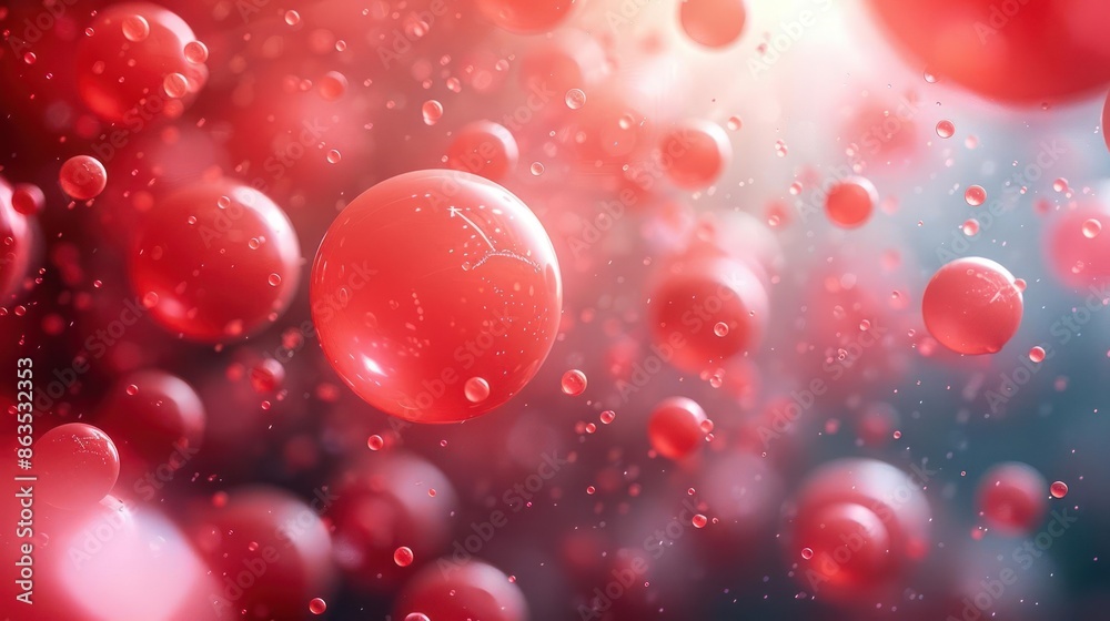 Close-Up Inspection of Red Cellular Structures in a Blurred Background Close-Up Inspection of Red Cellular Structures in a Blurred Background