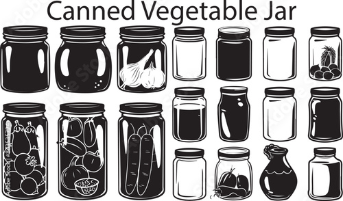 Canned Jar Elegant Silhouette Vector Illustrations 