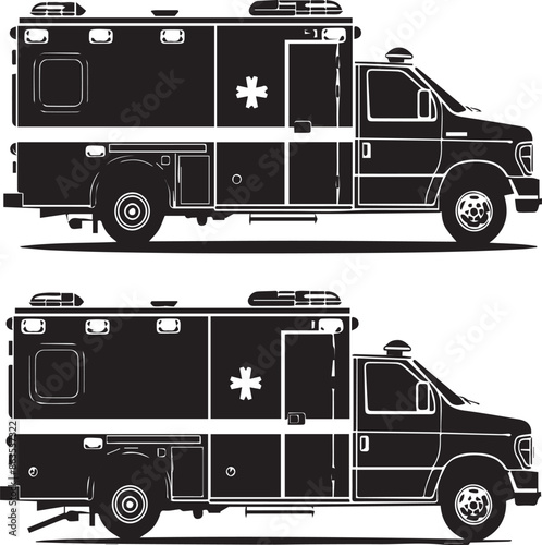Ambulance Flat  Silhouette Graphics Collection 
