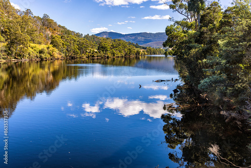 Reflections on the Huon River, Huonville, Tasmania, Australia