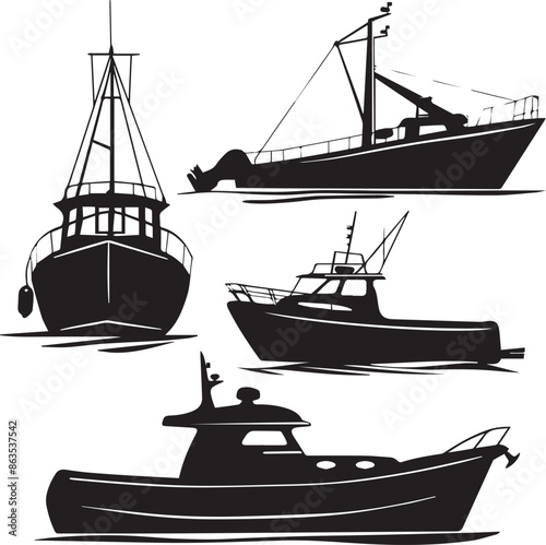 Sailboat Flat  Silhouette Graphics Collection 