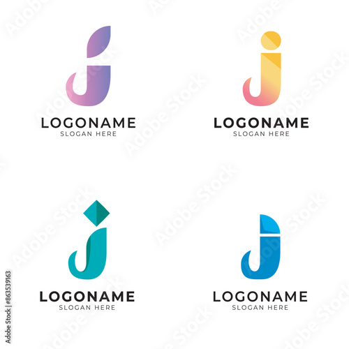 abstract letter j logo set