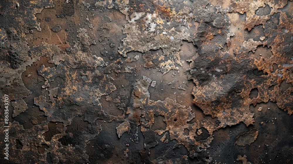 Corroded metal surface aged by time