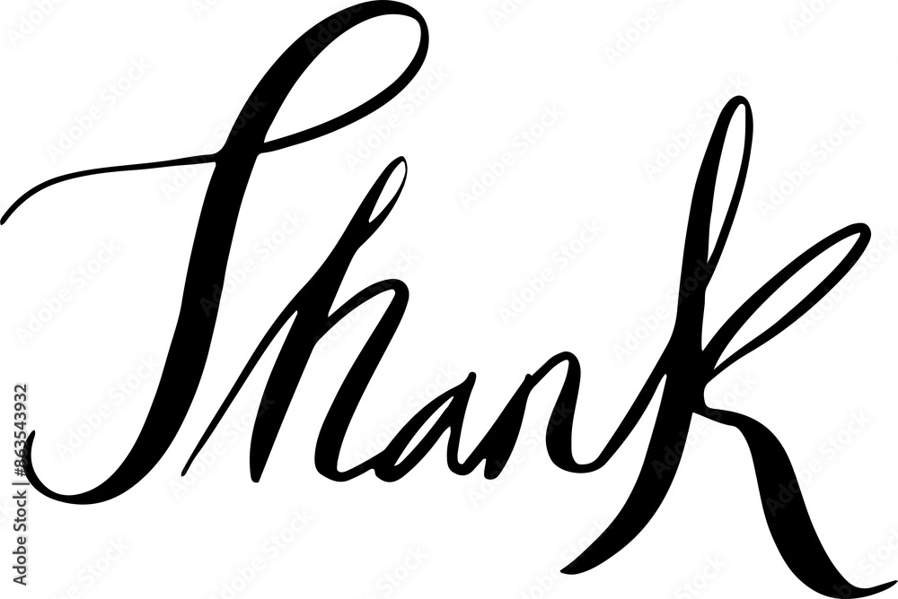 Letter thank scrip black color Letter thank scrip black color
