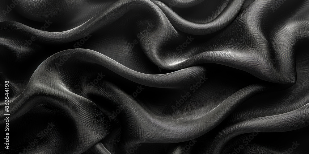 Obraz premium design your space copy background elegant black fabric folds soft beautiful background texture satin silk black background black abstract
