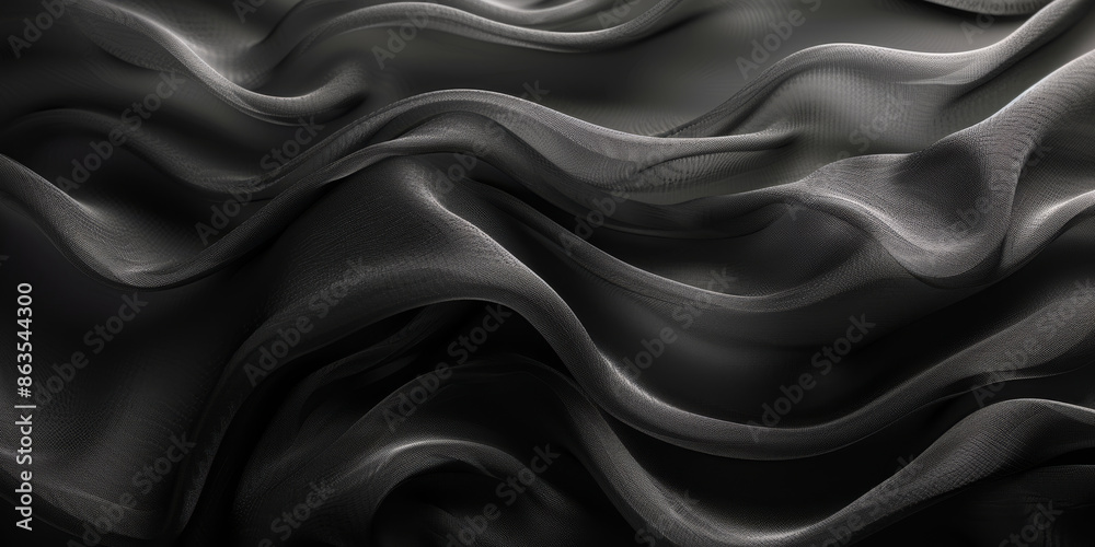 Fototapeta premium design your space copy background elegant black fabric folds soft beautiful background texture satin silk black background black abstract 