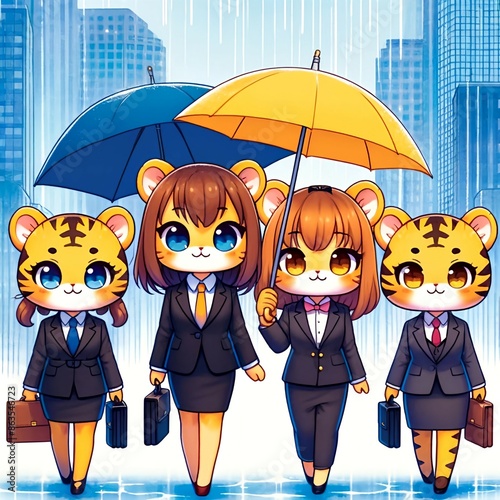 Business tiger on a Rainy Day2