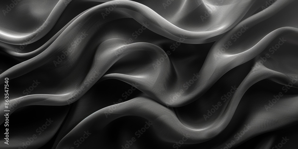 Fototapeta premium design your space copy background elegant black fabric folds soft beautiful background texture satin silk black background black abstract 