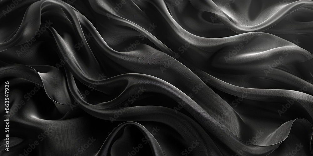 Fototapeta premium design your space copy background elegant black fabric folds soft beautiful background texture satin silk black background black abstract 