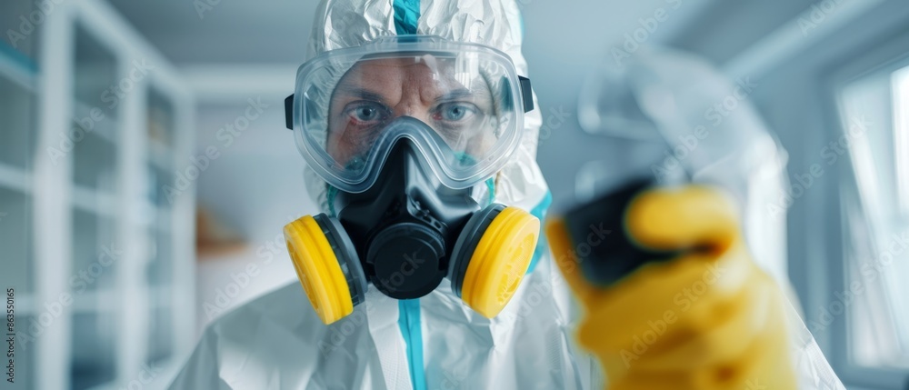 Emergency Responder Monitoring Carbon Monoxide Levels in Home Urgent Check for Safety Precautions Wide-Angle Shot Emergency Responder Monitoring Carbon Monoxide Levels in Home Urgent Check for Safety Precautions Wide-Angle Shot
