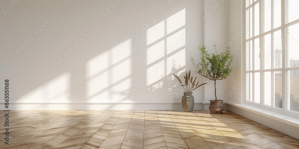 Minimalist Interior with Sunlight and Plants Minimalist Interior with Sunlight and Plants