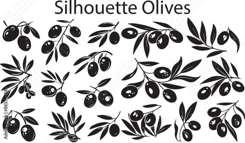 Versatile Black Silhouette Olives Vector Series
