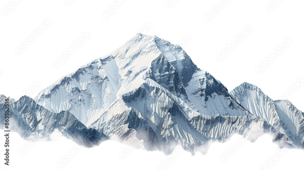 Obraz premium Snow-capped rugged mountains on transparent background