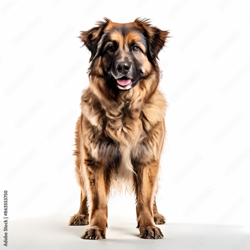 Greek shepherd dog breed standing against white background, AI Generated Greek shepherd dog breed standing against white background, AI Generated