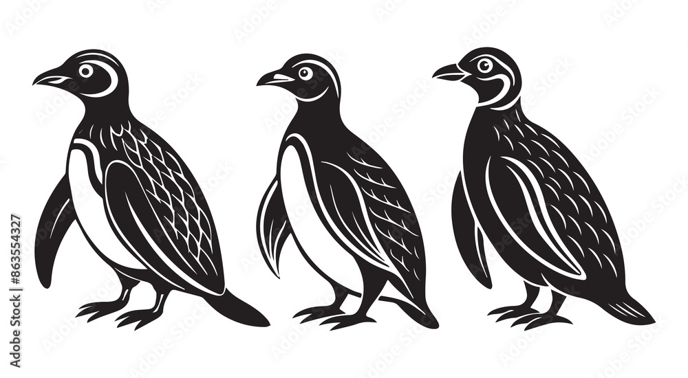Fototapeta premium Vintage Penguin Bird Silhouette