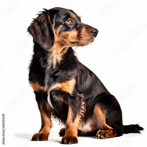 Greek harehound dog breed standing against white background, AI Generated photo
