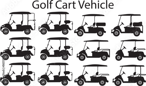 Minimalist Golf Cart Vehicle Black Silhouette Vector Collection