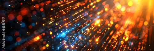 Digital technology abstract background with blurred lights and moving lights, in the style of precisionist lines