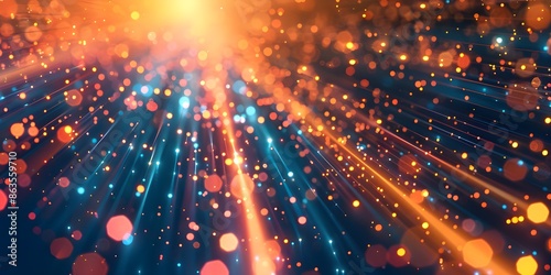 Digital technology abstract background with blurred lights and moving lights, in the style of precisionist lines