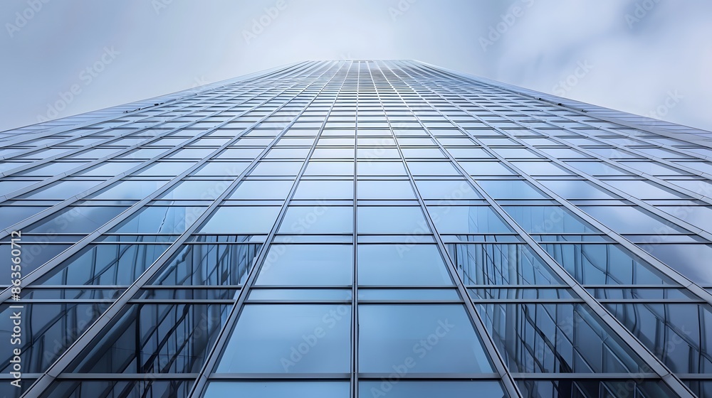 Modern glass skyscraper facade soaring into a cloudy sky. Concepts. architecture, business, corporate, city, urban, success Modern glass skyscraper facade soaring into a cloudy sky. Concepts. architecture, business, corporate, city, urban, success