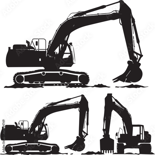 Bulldozer Abstract Silhouette Vector Graphics Pack