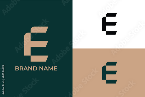 initial letter E minimal elegant 3d logo, letter E F finance business logo, letter E F modern corporate business logo, letter E corporate logotype, luxury logo, corporate icon