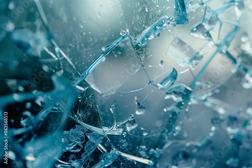the glass cracked and shattered in realistic style by generative ai photo