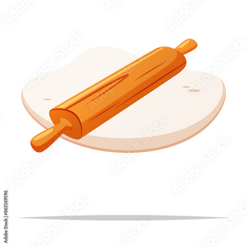 Dough with rolling pin vector isolated illustration