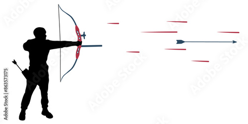 silhouette illustration of an archer with an arrow shooting target photo