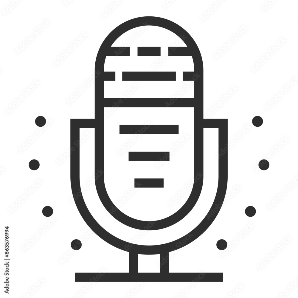Microphone editable stroke outline icon isolated on white background flat vector illustration Microphone editable stroke outline icon isolated on white background flat vector illustration