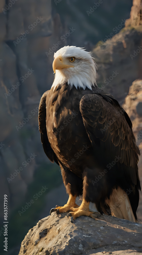 a sitting on a rock with a mountain in the background a sitting on a rock with a mountain in the background