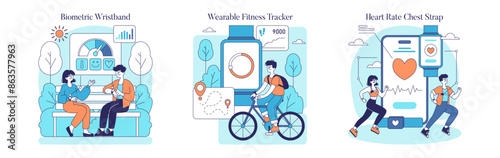 Health Monitoring Devices. Flat Vector Illustration