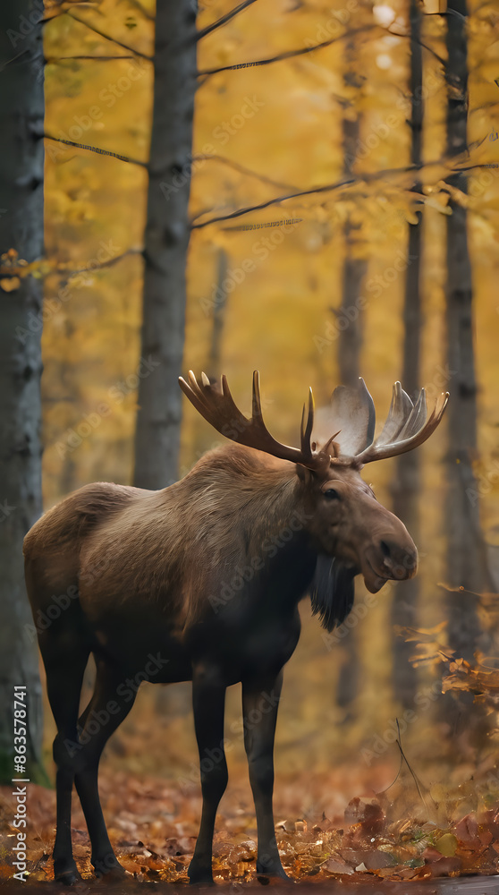 Obraz premium a moose standing in the woods with its antlers on