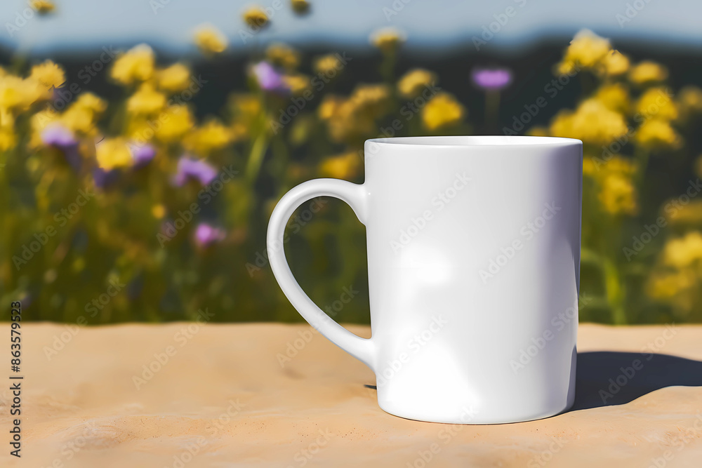 Mug mockup template with flowers, generated ai Mug mockup template with flowers, generated ai