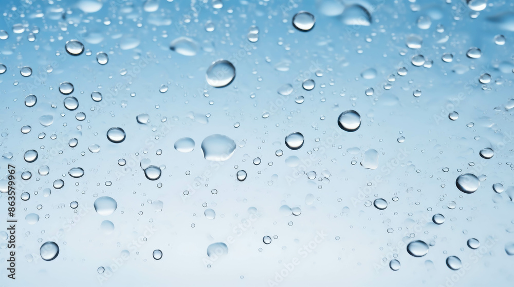 Clear Water Droplets on a Smooth Surface Reflecting Light and Creating a Refreshing Visual Effect Clear Water Droplets on a Smooth Surface Reflecting Light and Creating a Refreshing Visual Effect