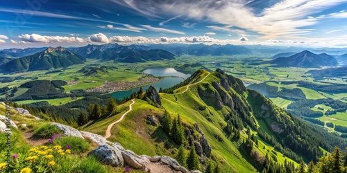 Beautiful spring view from the summit of Hochgrat mountain in Allg?u, Bavaria, Germany, mountain, summit, Hochgrat, view photo