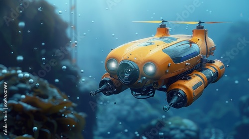 High-tech submersible navigating ocean floor
