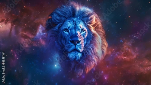 leo lion astrology zodiac sign stars and space Generative AI