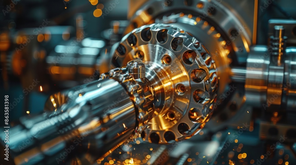 Fototapeta premium Modern industrial machine part with precision engineering