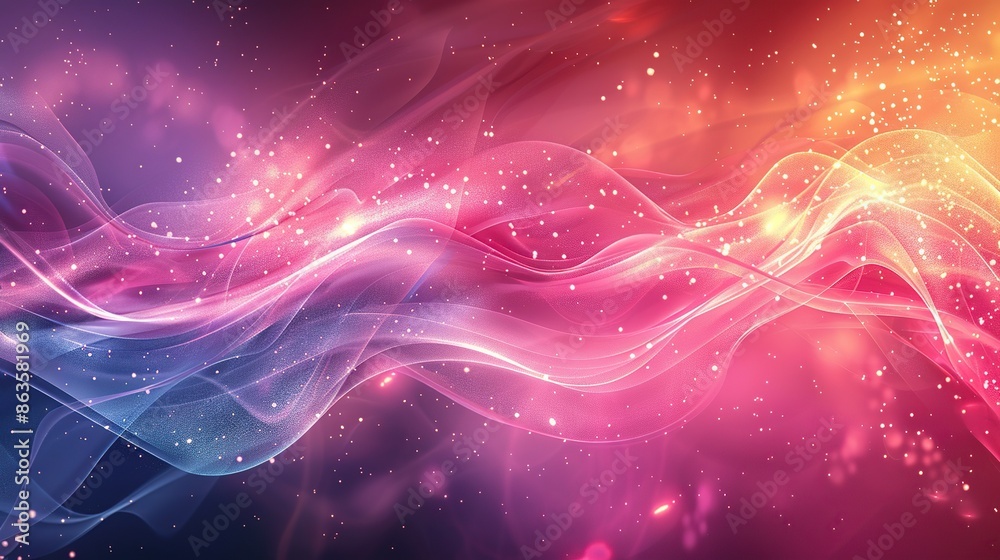 Obraz premium Glowing and smok blue and red waves on red, blue, black background, Generate AI.