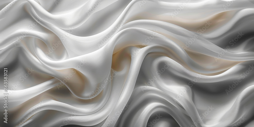Fototapeta premium background texture fabric soft white blurred abstract calm peaceful shine movement natural graphic satin silky material effect ripple fashion elegant fold smooth beauty new textile luxurious silk 