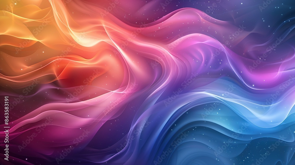 Obraz premium A colorful, abstract painting of a wave with a rainbow in the middle