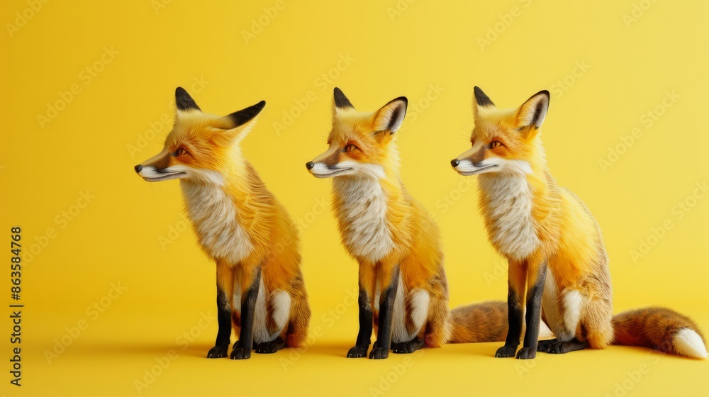 Fototapeta premium 3D fox on a yellow background