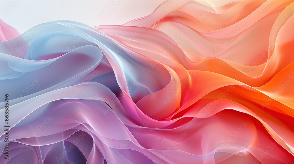 Obraz premium A colorful, flowing piece of fabric with a pink and orange hue. The image is abstract and has a sense of movement and fluidity