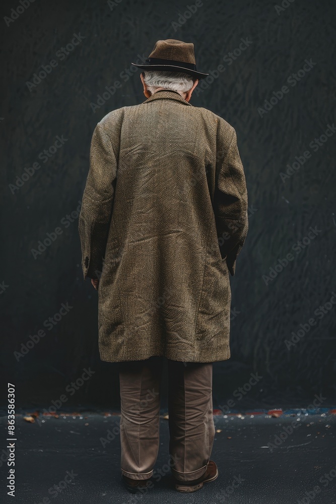 old person standing on solid background old person standing on solid background