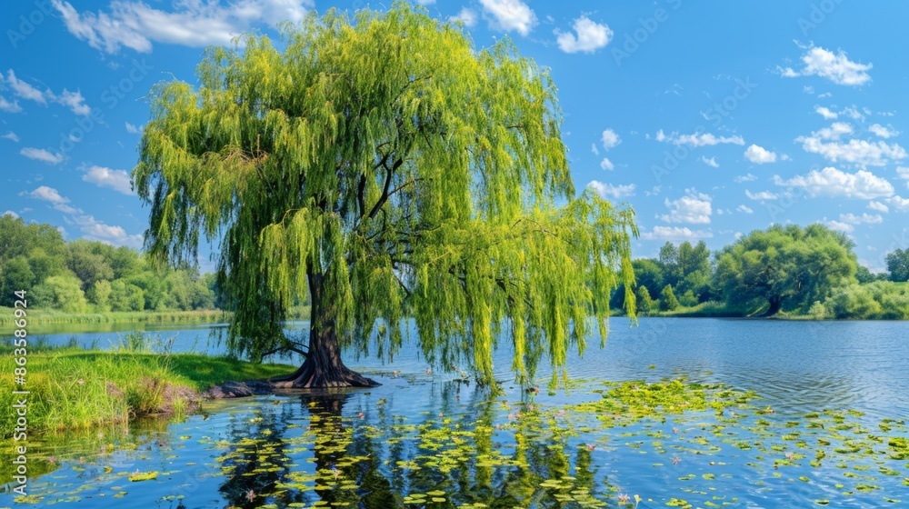 Obraz premium Willow Tree by the Lake 