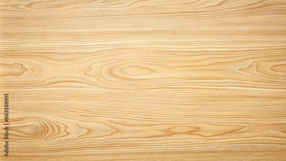 Fototapeta premium Warm beige-toned maple wood grain pattern forms a smooth, even, horizontal wooden panel background with subtle knots and fine texture details.