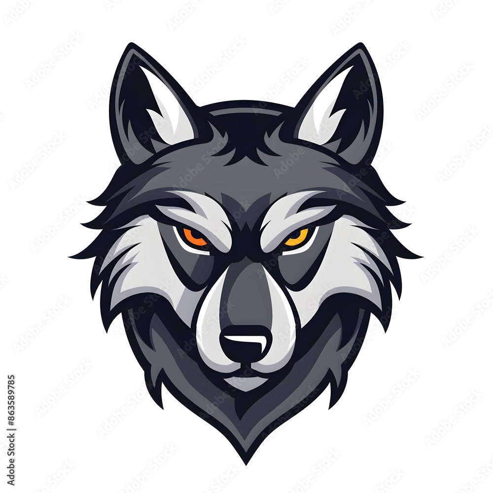 Obraz premium cartoon wolf mascot character design vector, logo template isolated on white background