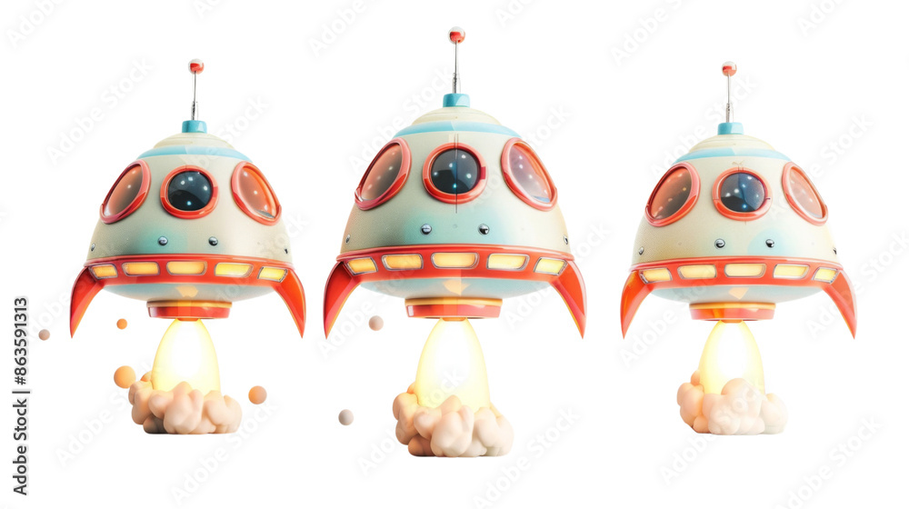 Naklejka premium Alien spaceship, UFO, alien ship on transparent background