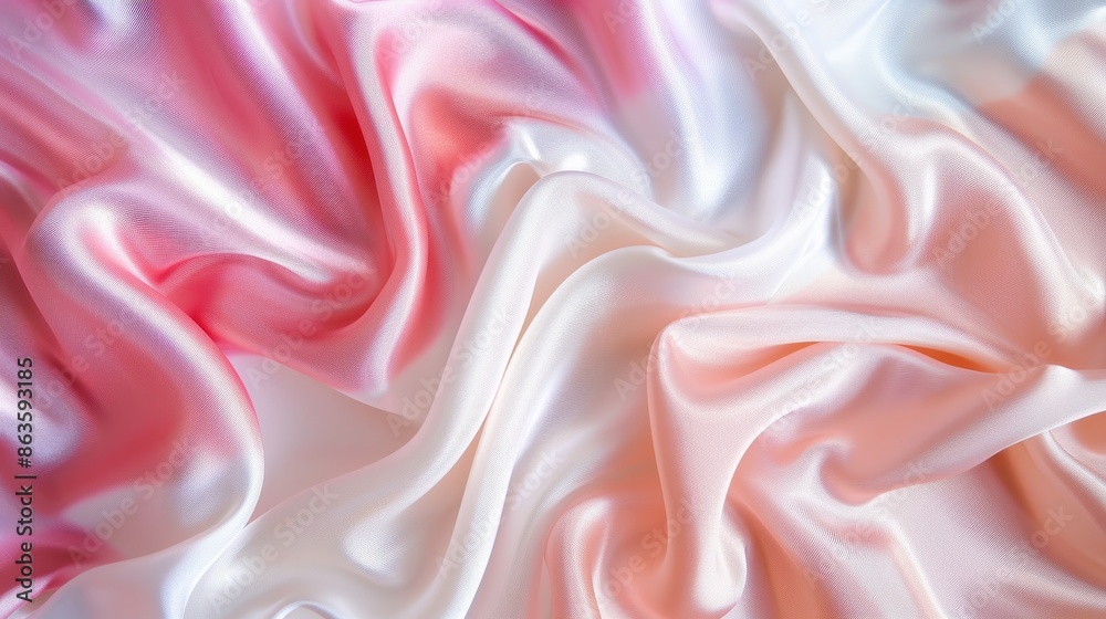 Obraz premium Pink, rose, peach, and white silk satin fabric 